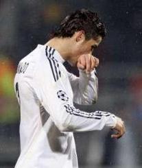 UEFA Champions League - Lyon 1-0 Real Madrid: Cristiano Ronaldo reacts after failing to score against Lyon.