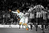 Cristiano Ronaldo of Real Madrid CF celebrates scoring their first goal during the Copa del Rey Final match between Real Madrid CF and Club Atletico de Madrid at Estadio Santiago Bernabeu on May 17, 2013 in Madrid, Spain. (Photo by Gonzalo Arroyo/ Getty Images)