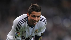 Cristiano Ronaldo of Real Madrid CF reacts during the La Liga match between Real Madrid CF and Malaga CF at estadio Santiago Bernabeu on May 8, 2013 in Madrid, Spain.